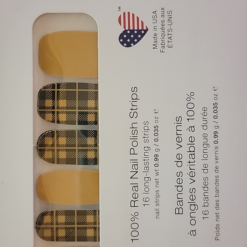 Color Street Nail Strips Plaid Mustard Yellow Black - Picture 3 of 4